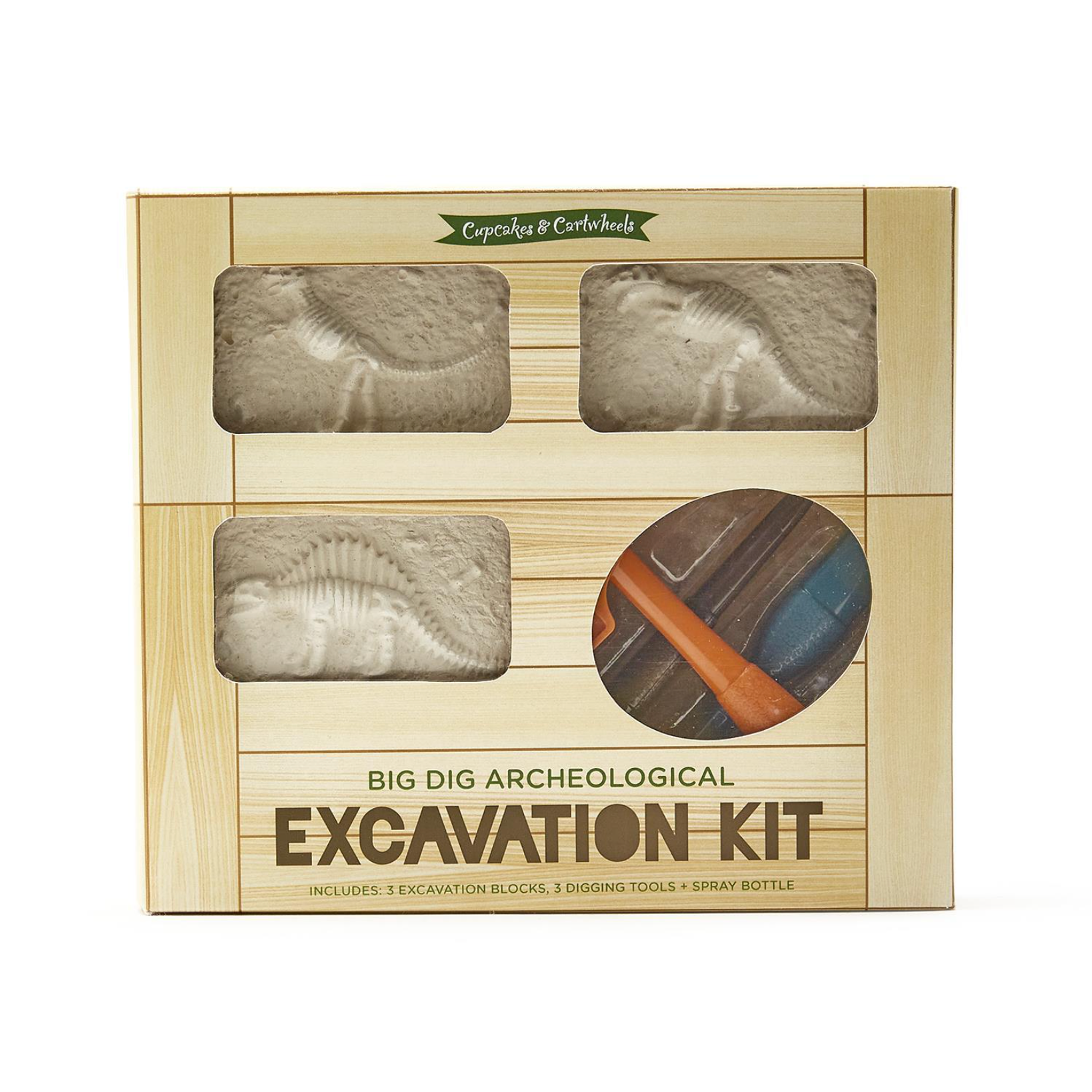 Cupcakes & Cartwheels Big Dig Archeological Adventure Excavating Kit in Gift Box-CUPCAKES & CARTWHEELS-Little Giant Kidz