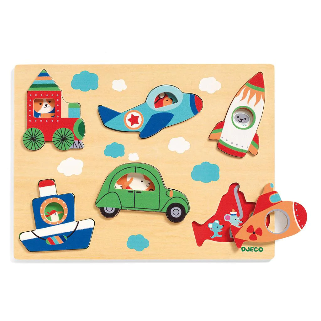 DJECO Wooden Puzzle Vroum-DJECO-Little Giant Kidz
