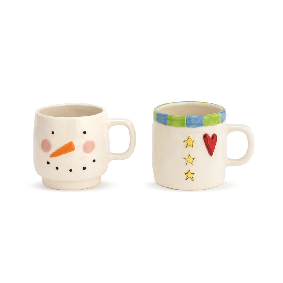 Demdaco Heartful Snowman Stacked Mugs - Set of 2-DEMDACO-Little Giant Kidz