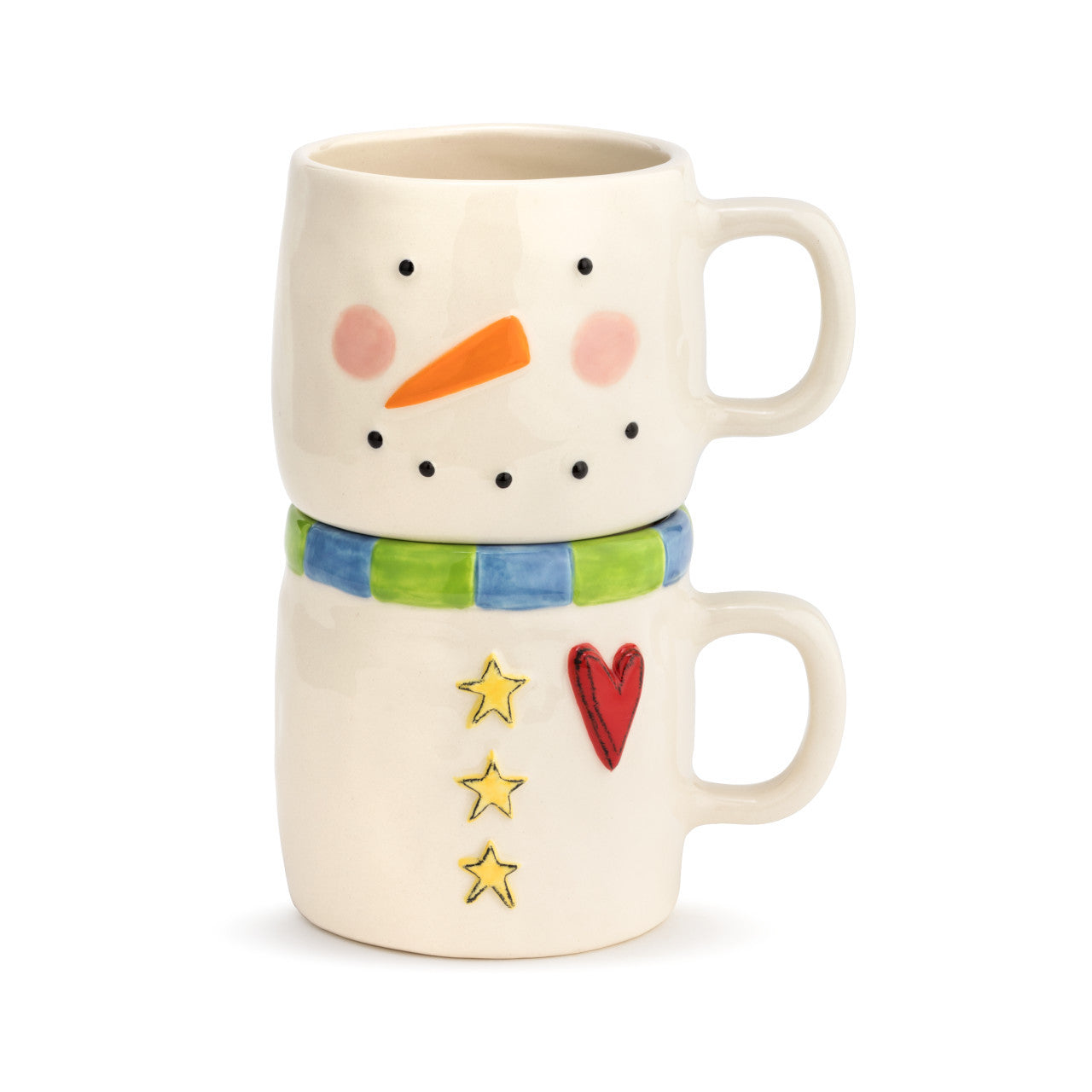 Demdaco Heartful Snowman Stacked Mugs - Set of 2-DEMDACO-Little Giant Kidz