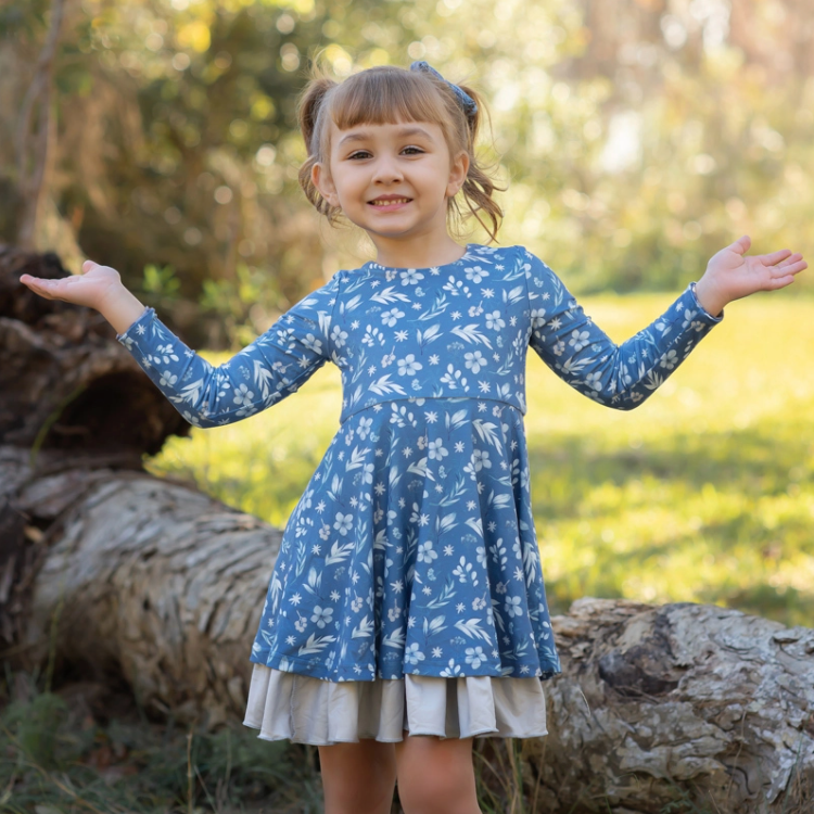 Evie's Closet Fall Floral Reversible Knit Dress-Evie's Closet-Little Giant Kidz