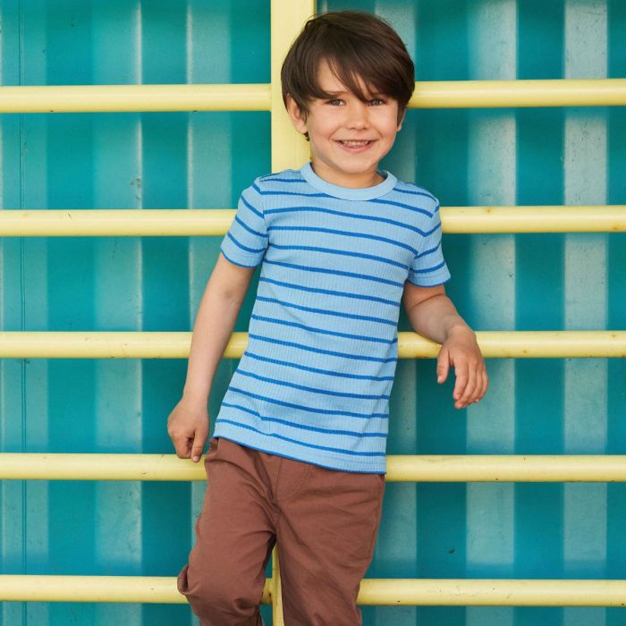 Fred's World Alfa Stripe Shirt - Bunny Blue-Fred's World-Little Giant Kidz