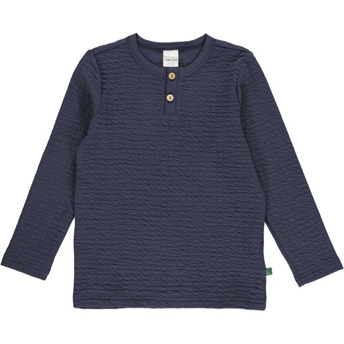 Fred's World Night Blue Organic Cotton Jacquard Long Sleeve Top-Fred's World-Little Giant Kidz