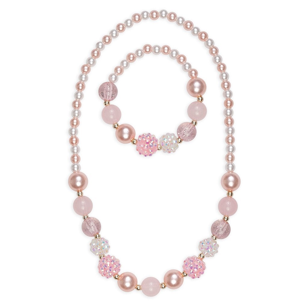 Great Pretenders Pearly Pink Necklace & Bracelet Set-Great Pretenders-Little Giant Kidz