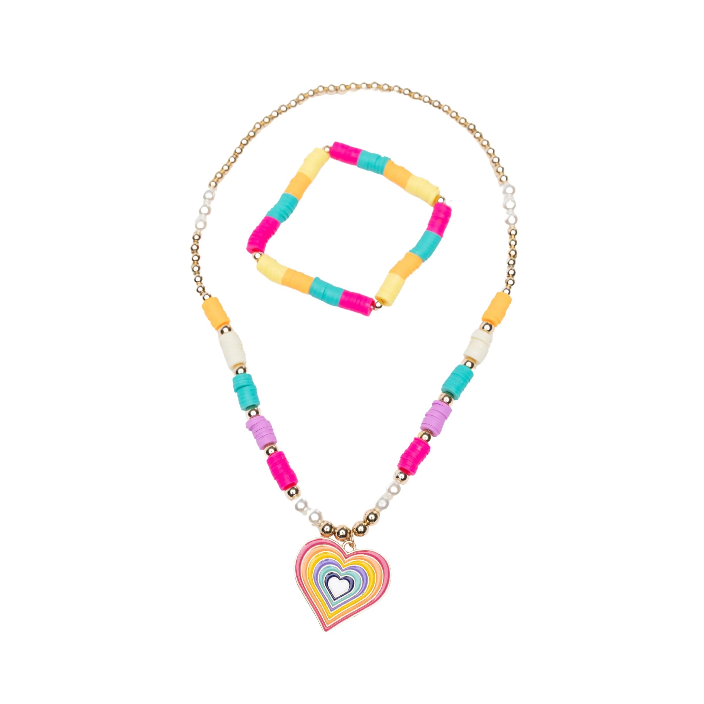 Great Pretenders Rainbow Love Necklace & Bracelet Set-Great Pretenders-Little Giant Kidz