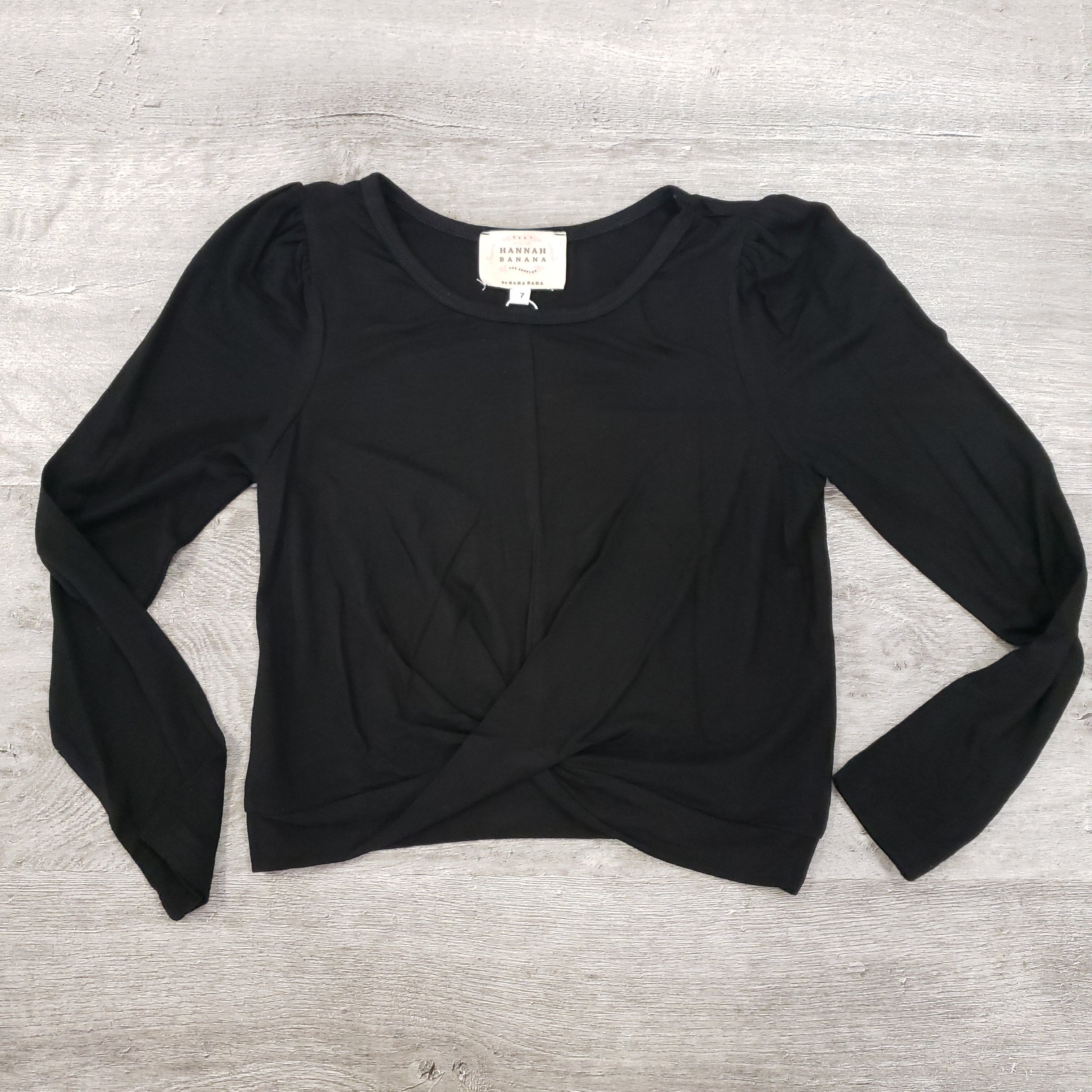 Hannah Banana Twisted Front Long Sleeve Top - Black-Hannah Banana-Little Giant Kidz