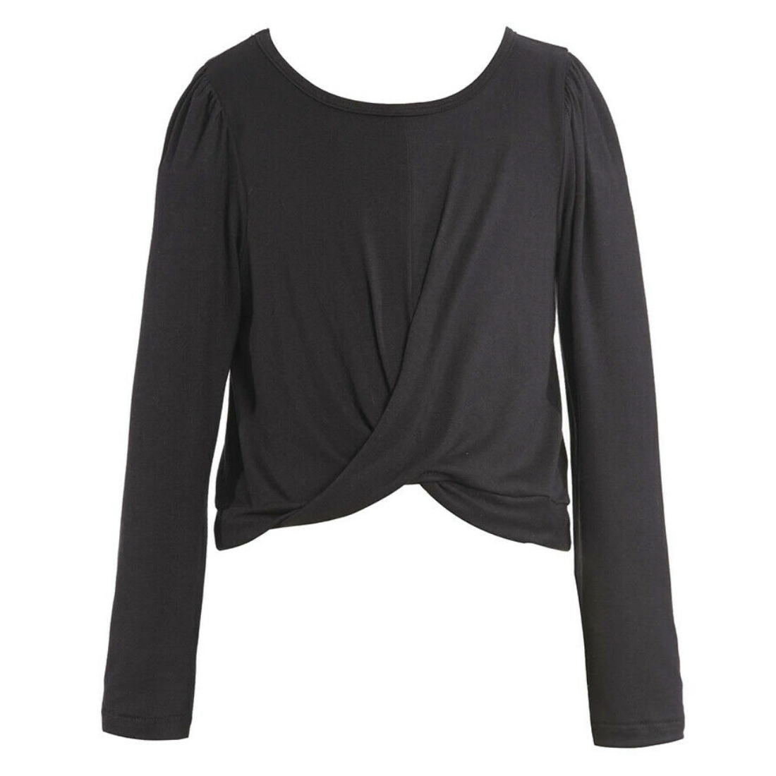 Hannah Banana Twisted Front Long Sleeve Top - Black