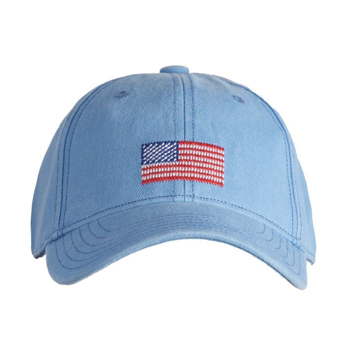 Harding Lane Kids American Flag Cotton Canvas Baseball Hat - Light Blue-Harding Lane-Little Giant Kidz