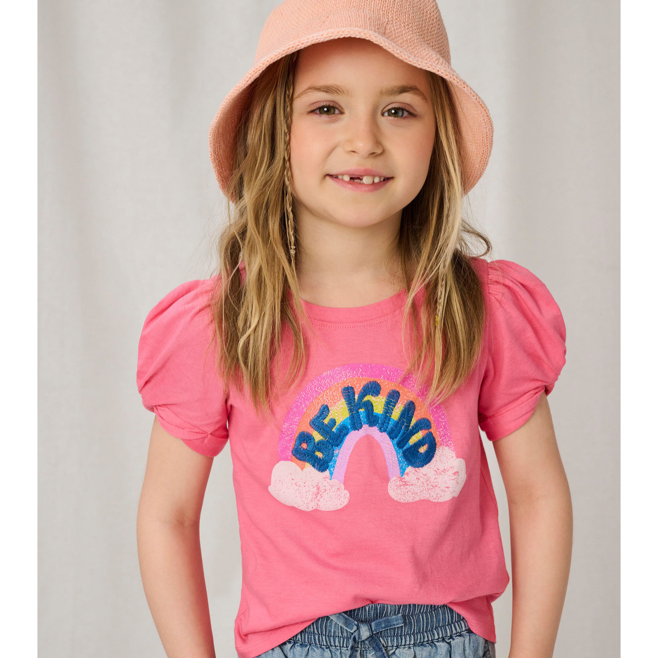 Hatley Be Kind Twisted Sleeve Tee - Bubblegum-HATLEY-Little Giant Kidz