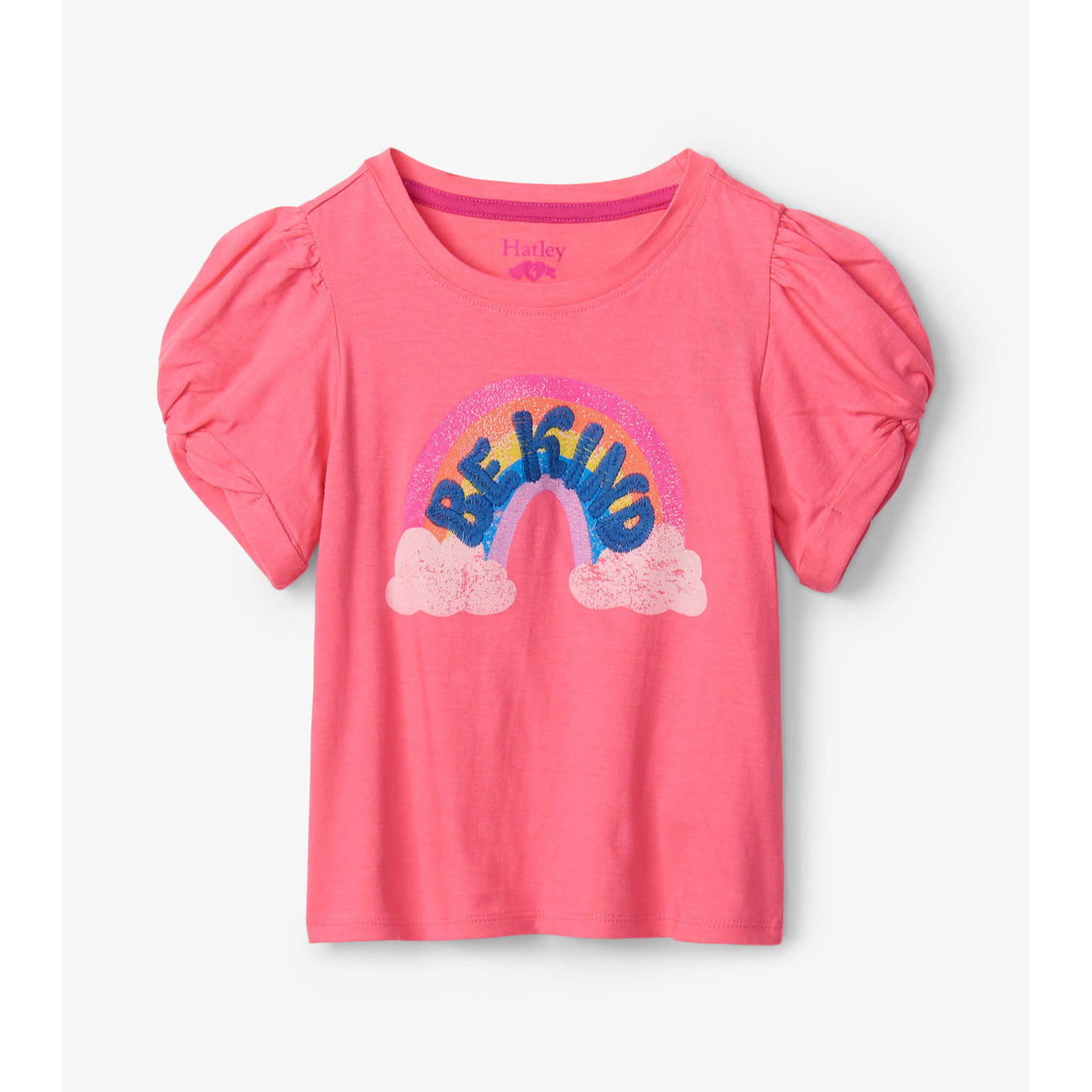 Hatley Be Kind Twisted Sleeve Tee - Bubblegum-HATLEY-Little Giant Kidz