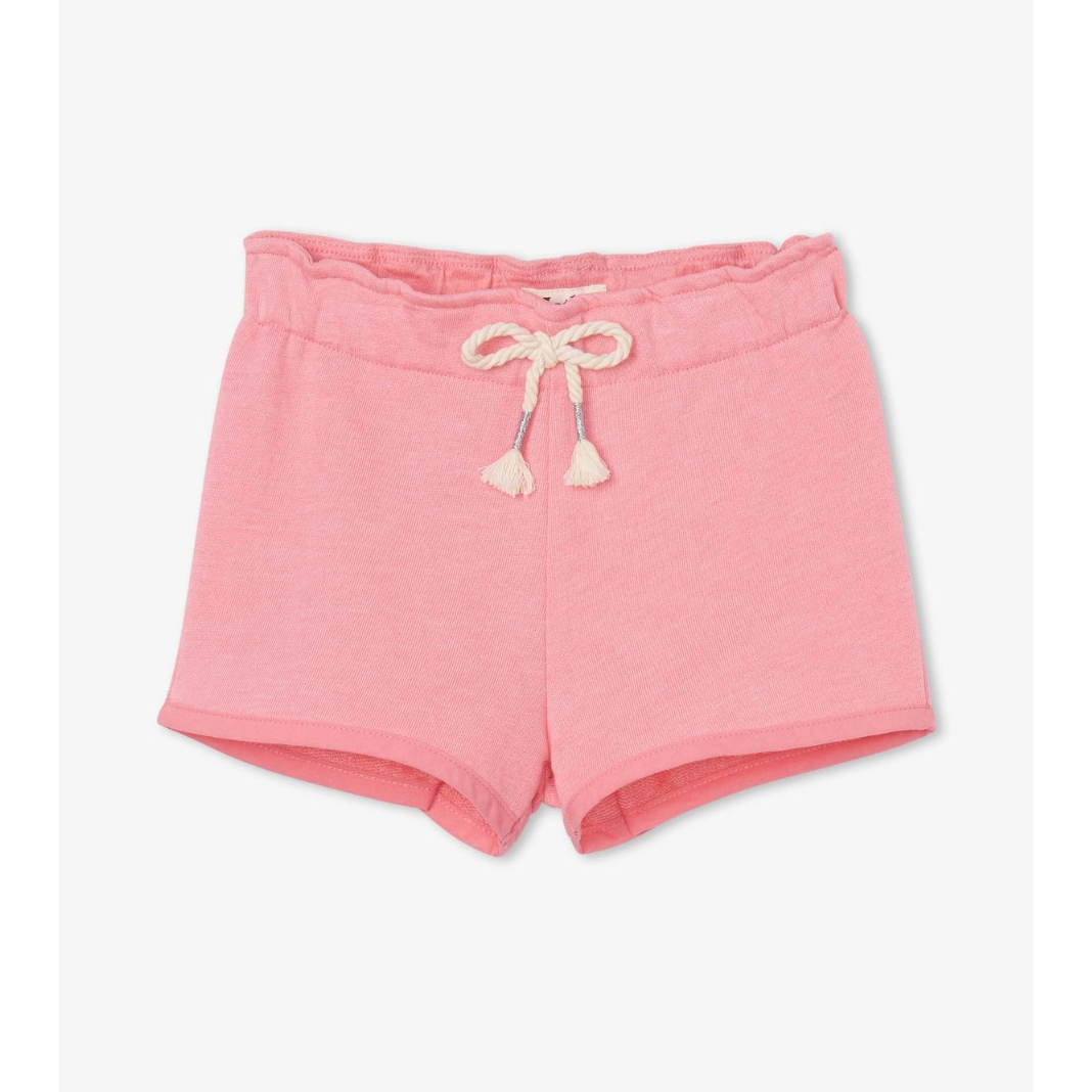 Hatley Geranium Pink French Terry Paper Bag Shorts-HATLEY-Little Giant Kidz