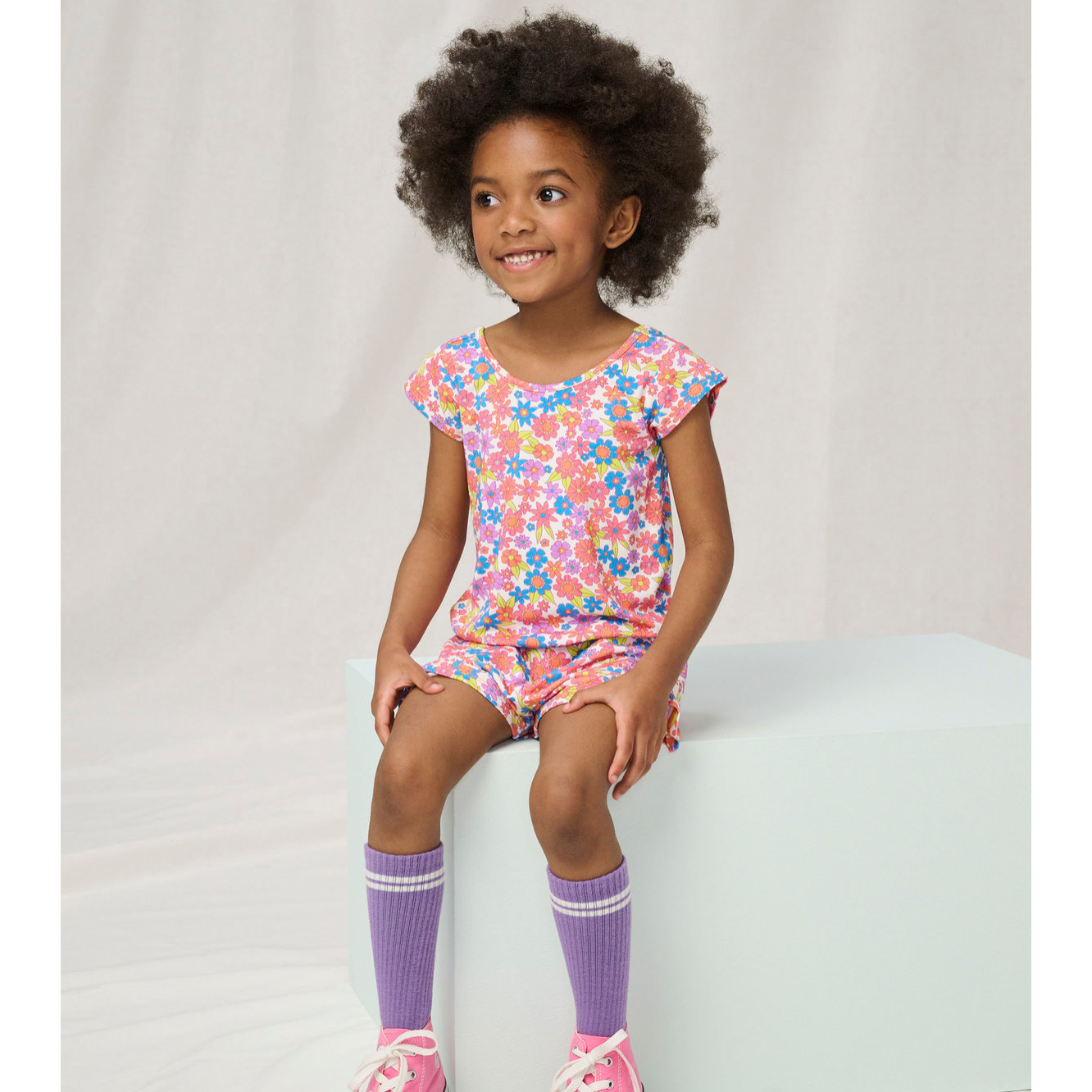 Hatley Retro Floral Romper - White-HATLEY-Little Giant Kidz