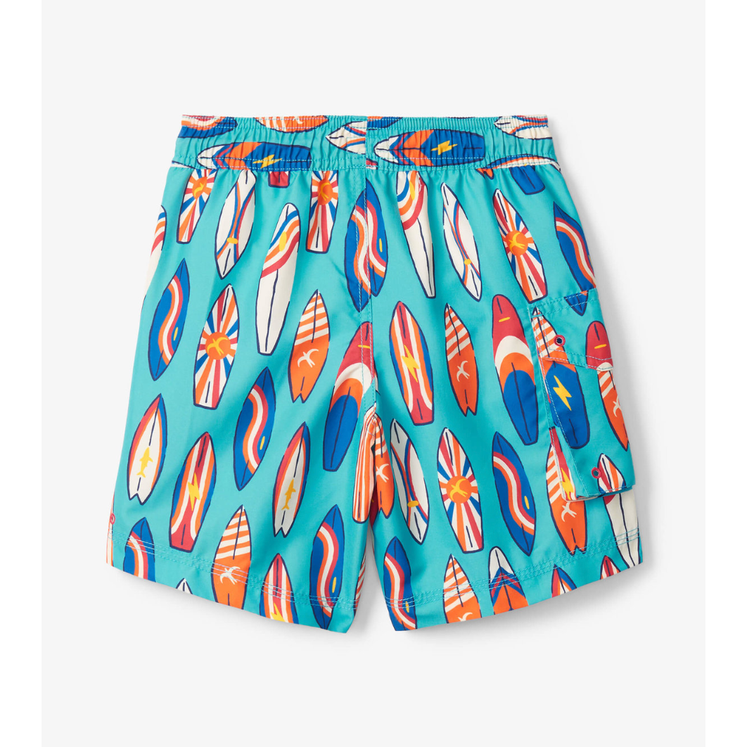 Hatley Vintage Surf Board Swim Trunks - Blue Curacao-HATLEY-Little Giant Kidz