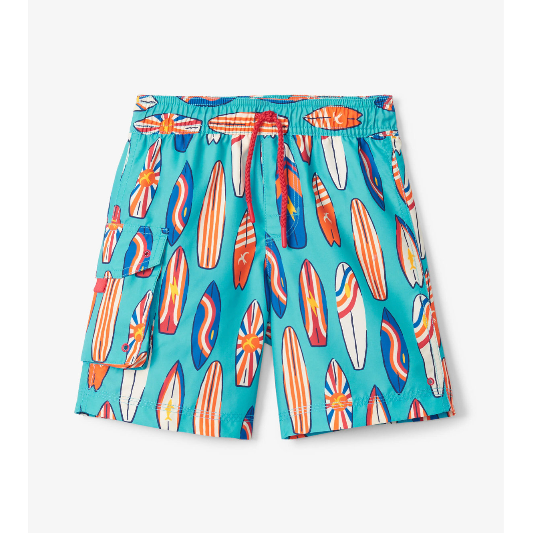 Hatley Vintage Surf Board Swim Trunks - Blue Curacao-HATLEY-Little Giant Kidz