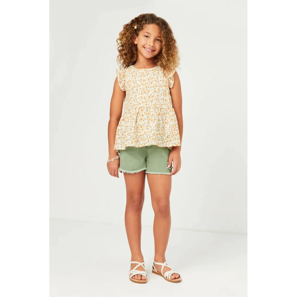 Hayden Girls Lurex Embroidered Antique Floral Ruffled Top-HAYDEN GIRLS-Little Giant Kidz