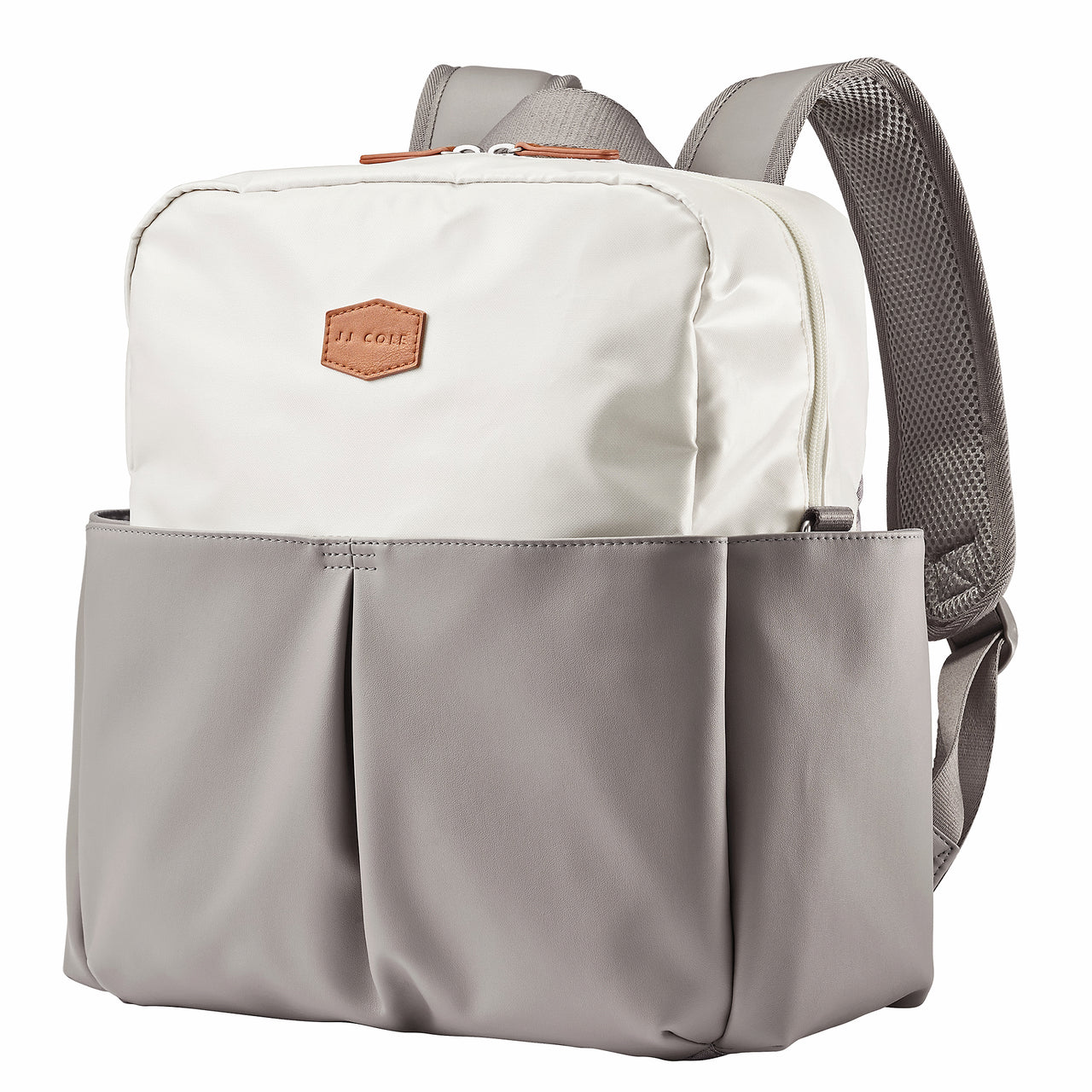 JJ Cole Popperton Boxy Backpack Diaper Bag - Cream & Mushroom-JJ COLE-Little Giant Kidz
