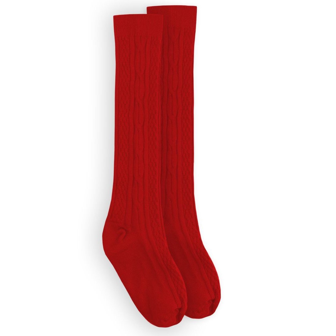 Jefferies Socks Fashion Cable Knee High Socks - Red