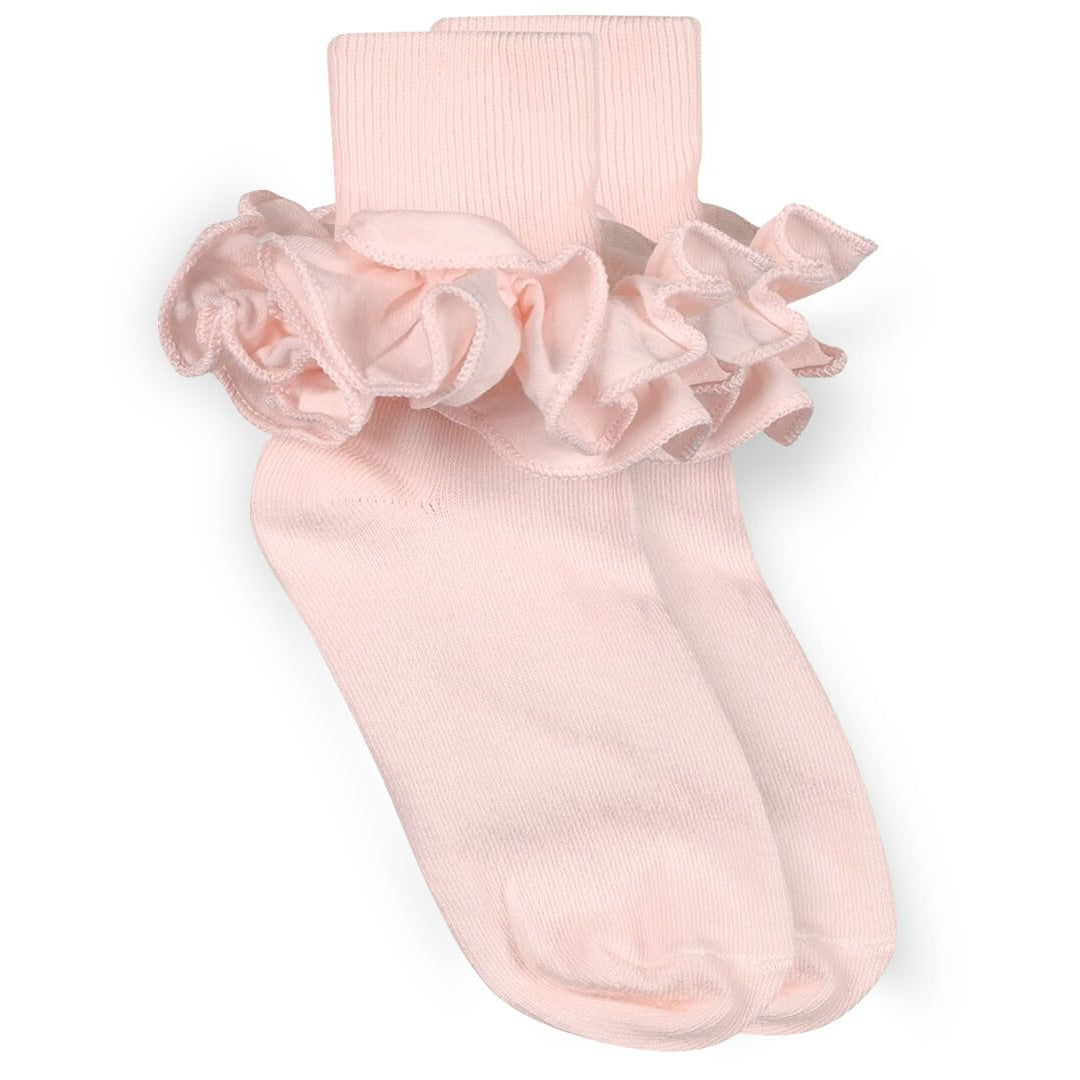 Jefferies Socks Misty Ruffle Lace Turn Cuff Socks - Pastel Pink - 1 Pair-JEFFERIES SOCKS-Little Giant Kidz