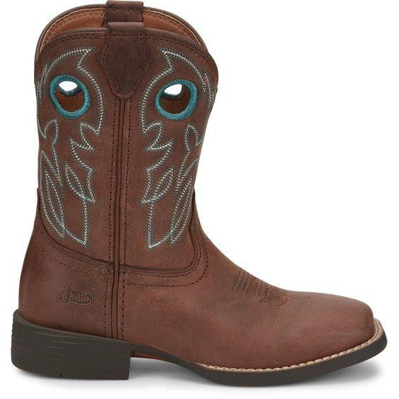 Justin Brands Boys' Boots Square Toe Bowline Junior - Chestnut-Justin Brands-Little Giant Kidz