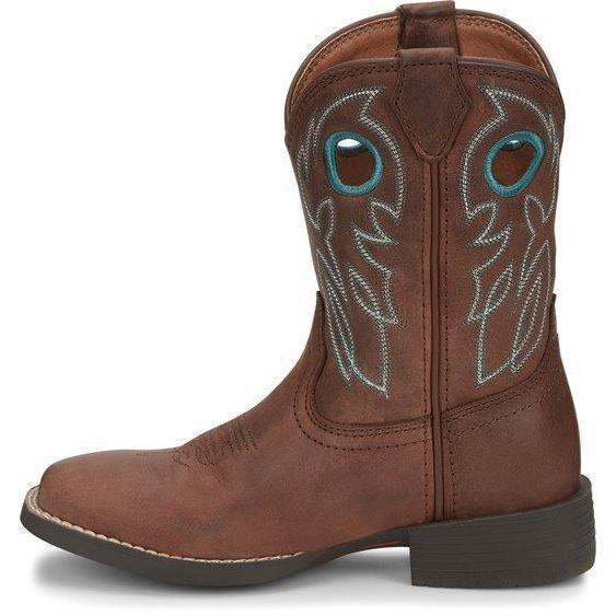 Justin Brands Boys' Boots Square Toe Bowline Junior - Chestnut-Justin Brands-Little Giant Kidz