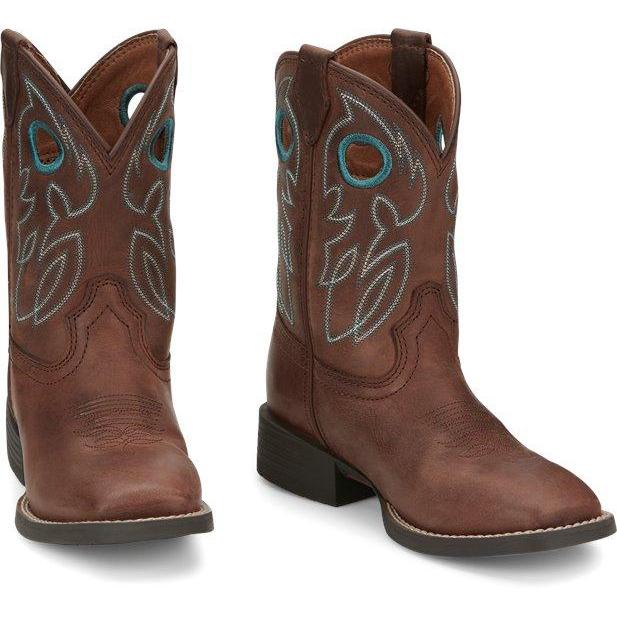 Justin Brands Boys' Boots Square Toe Bowline Junior - Chestnut-Justin Brands-Little Giant Kidz