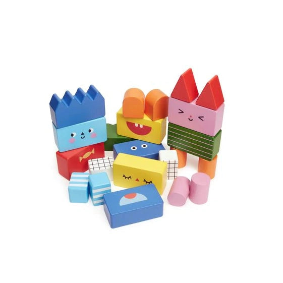 Kikkerland Design Stack & Mix Wooden Building Blocks-Kikkerland Design-Little Giant Kidz