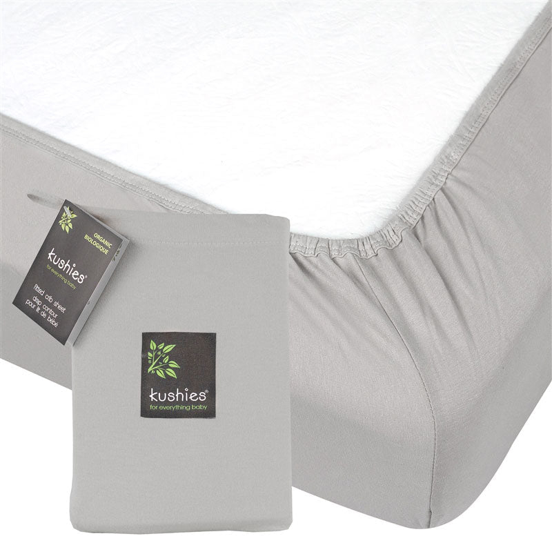 Kushies Organic Jersey Cotton Fitted Sheet - Grey-KUSHIES-Little Giant Kidz