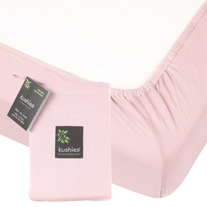 Kushies Organic Jersey Cotton Fitted Sheet - Pink-KUSHIES-Little Giant Kidz