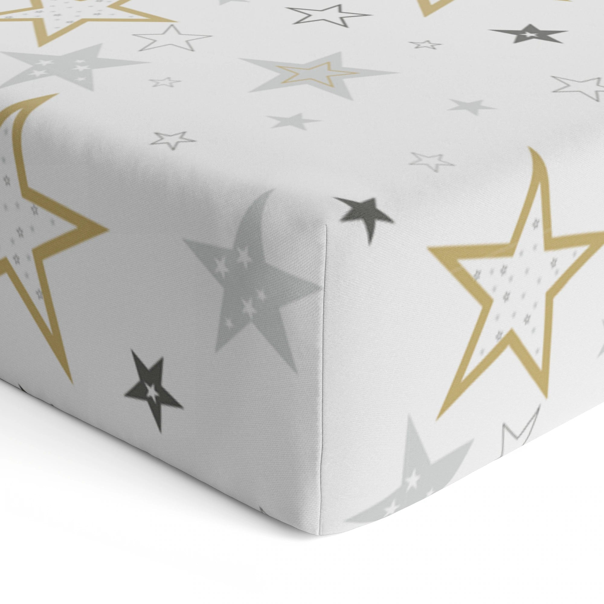 Kushies Percale Dream Fitted Crib Sheet - Golden Stars-KUSHIES-Little Giant Kidz