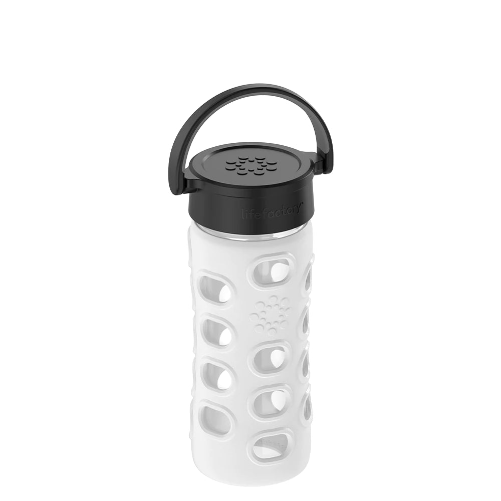 LifeFactory 12oz Glass Water Bottle - Optic White-LIFEFACTORY-Little Giant Kidz