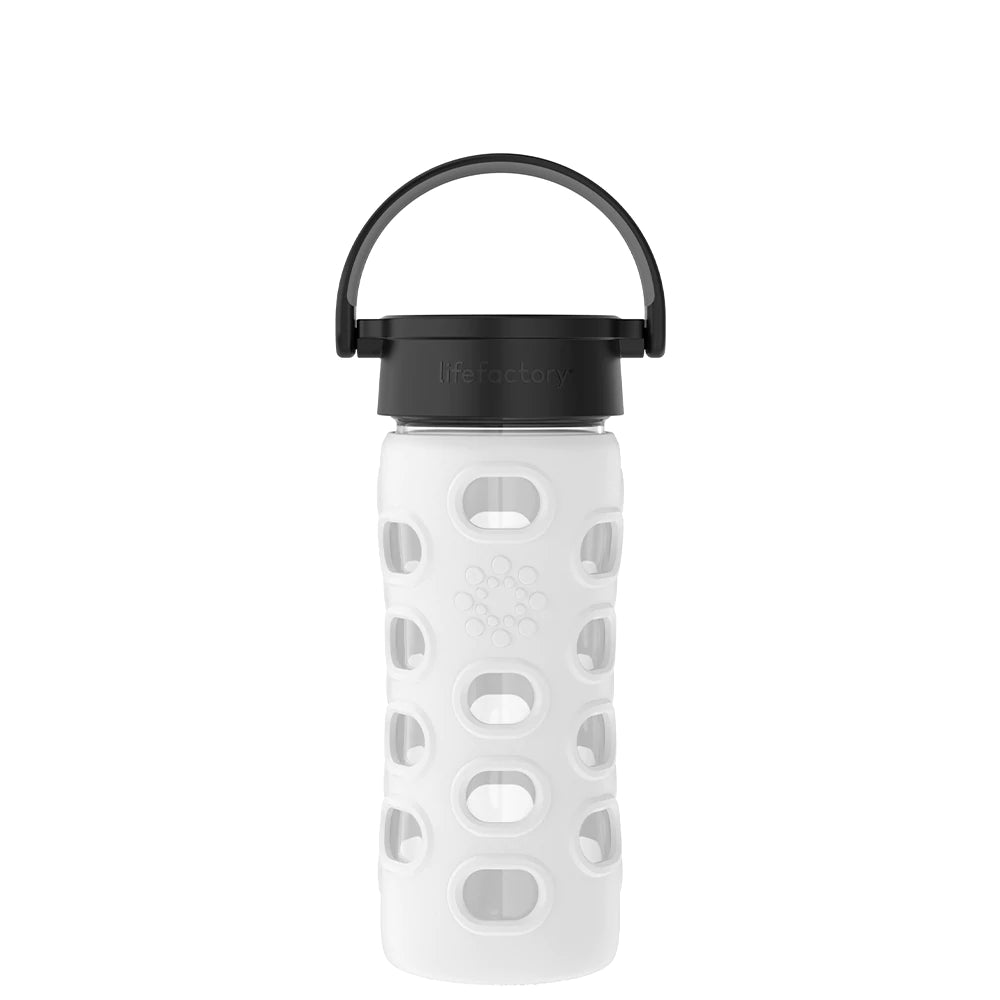 LifeFactory 12oz Glass Water Bottle - Optic White-LIFEFACTORY-Little Giant Kidz