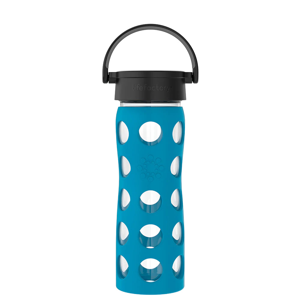 LifeFactory 16oz Glass Water Bottle - Teal Lake-LIFEFACTORY-Little Giant Kidz