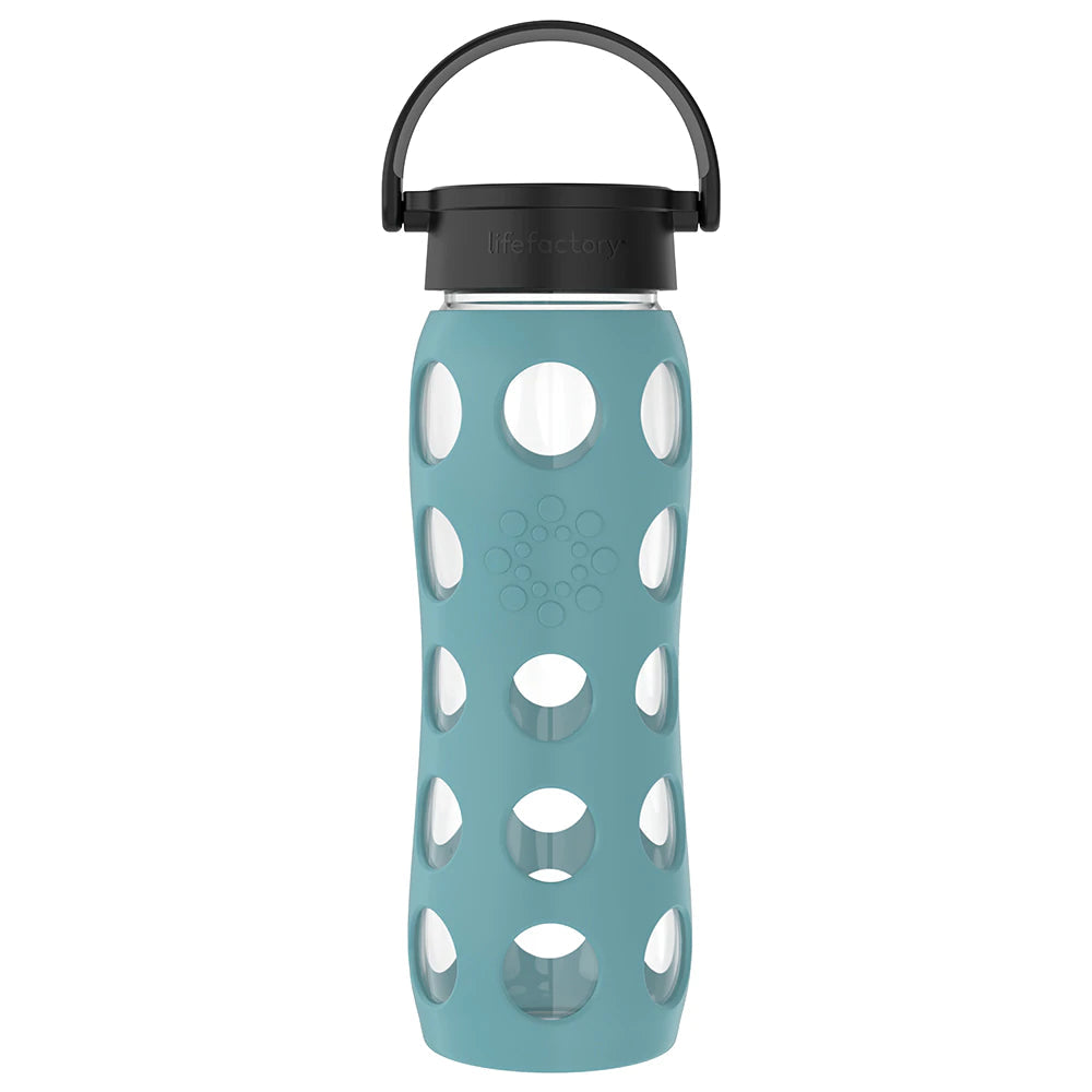 LifeFactory 22oz Glass Water Bottle - Aqua Teal-LIFEFACTORY-Little Giant Kidz