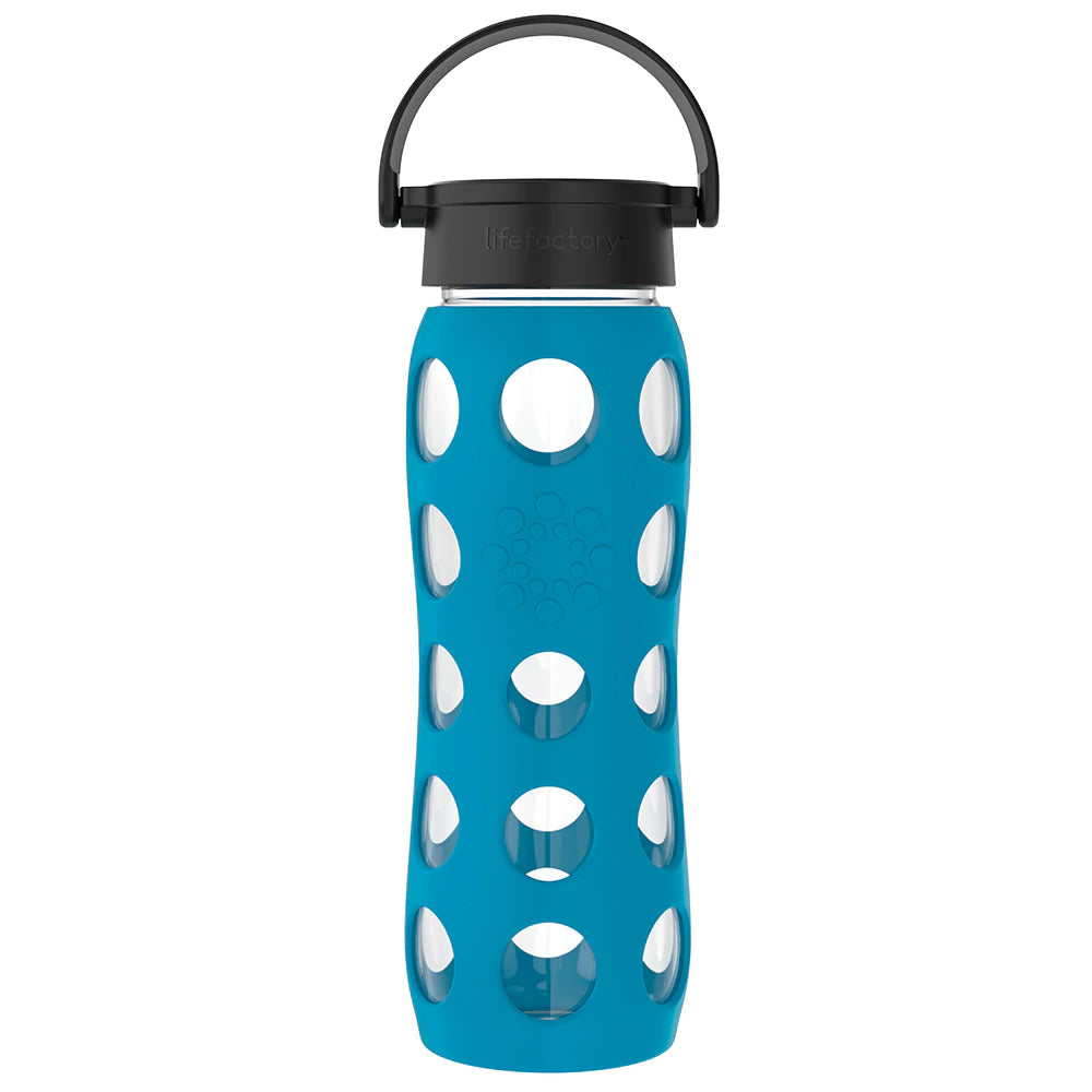 LifeFactory 22oz Glass Water Bottle - Teal Lake-LIFEFACTORY-Little Giant Kidz