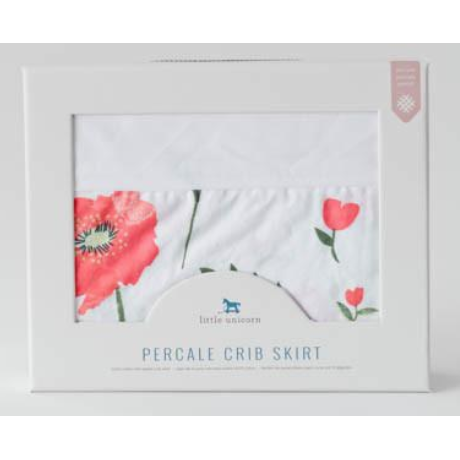 Little Unicorn Cotton Percale Crib Skirt - Summer Poppy-LITTLE UNICORN-Little Giant Kidz