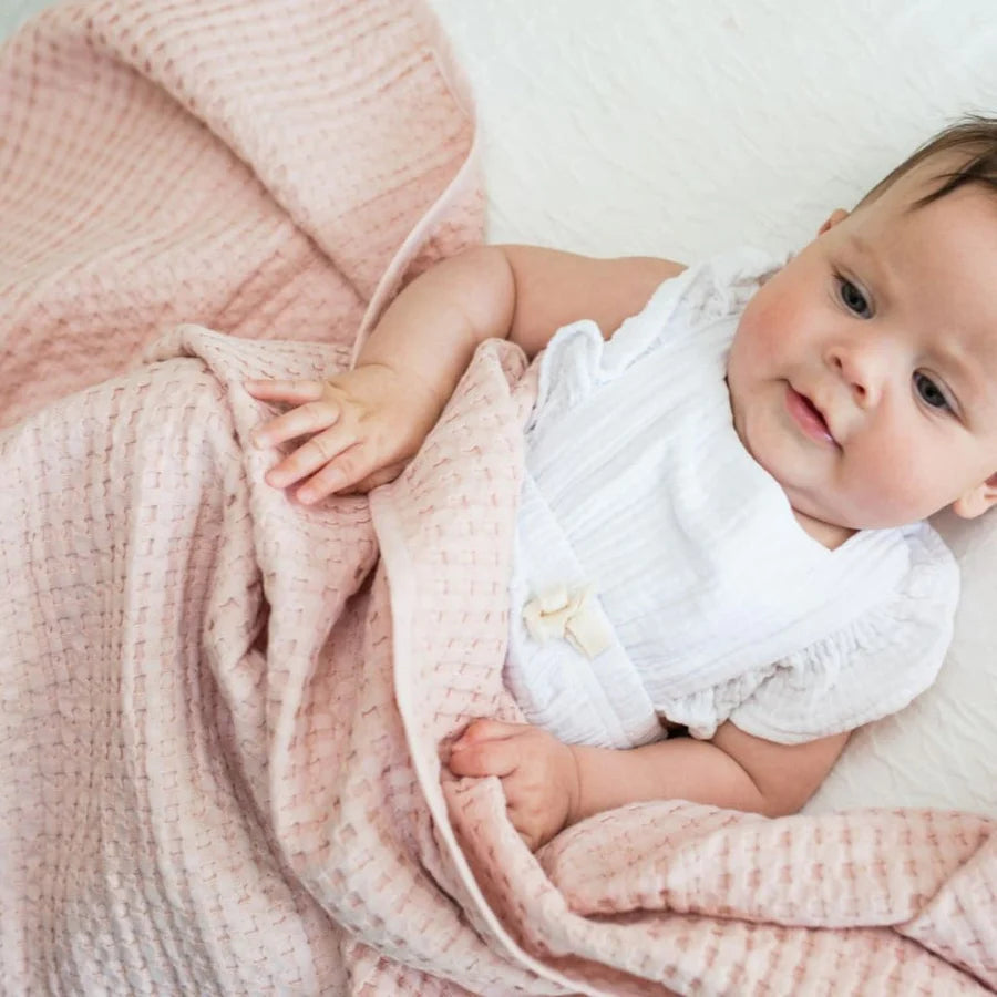 Lulujo Waffle Blanket – Ballet Slipper-MARY MEYER-Little Giant Kidz