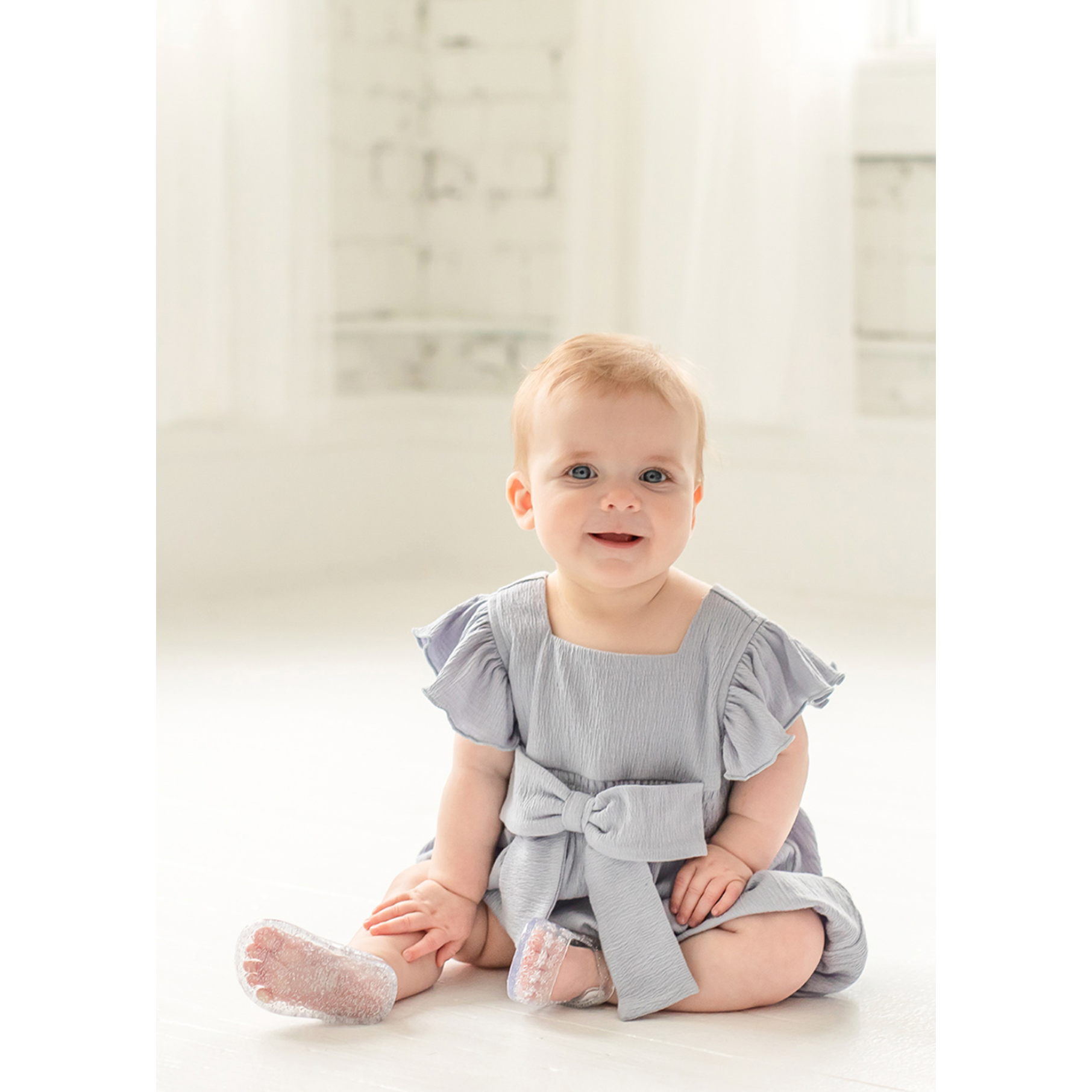 Mabel + Honey Earl Grey Textured Knit Romper-MABEL+HONEY-Little Giant Kidz