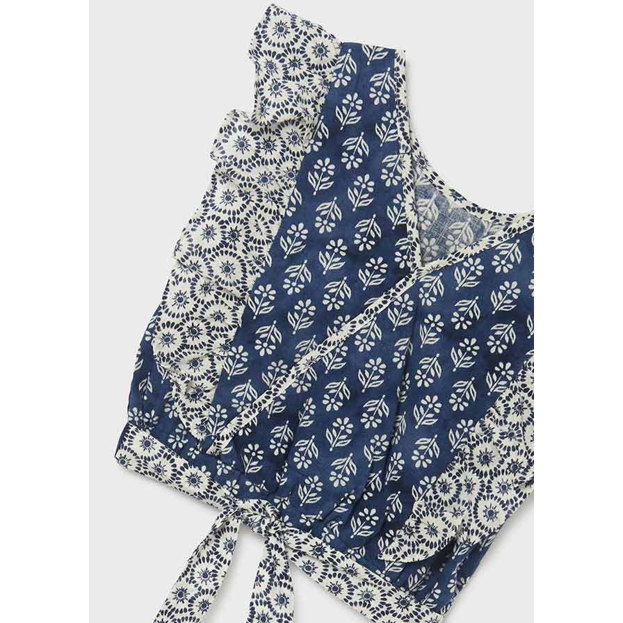 Mayoral Blue Ruffled Cotton Blouse Girl-MAYORAL-Little Giant Kidz