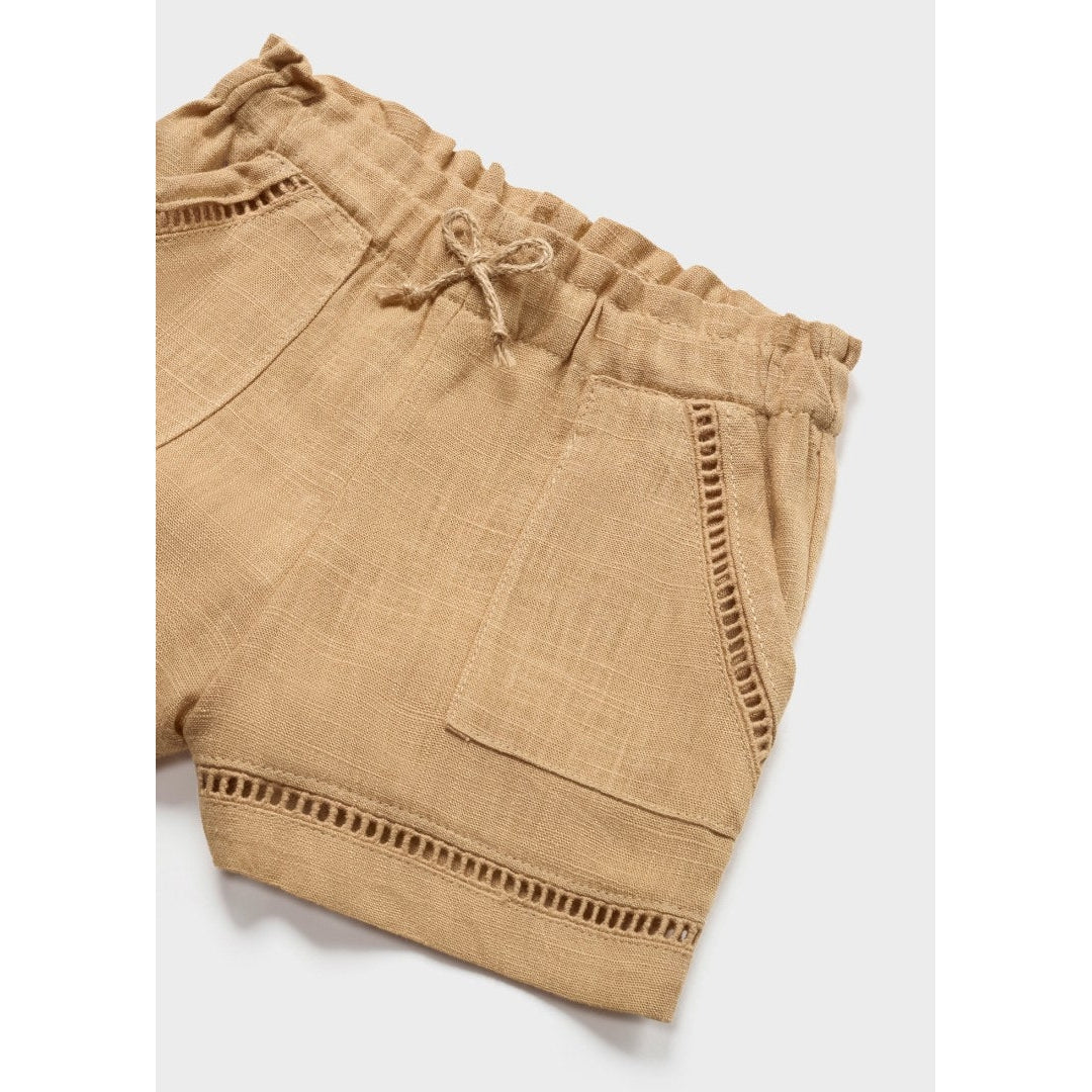 Mayoral Caramel Linen Shorts-MAYORAL-Little Giant Kidz