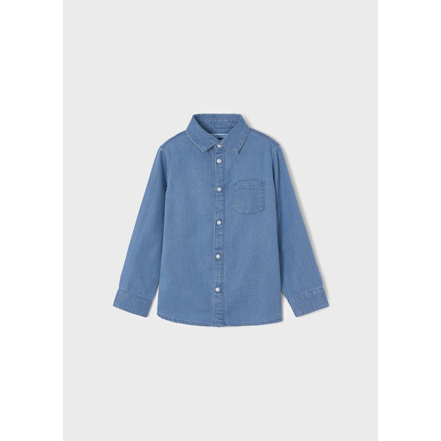 Mayoral Ecofriendly Long Sleeve Soft Denim Shirt - Medium Denim-MAYORAL-Little Giant Kidz