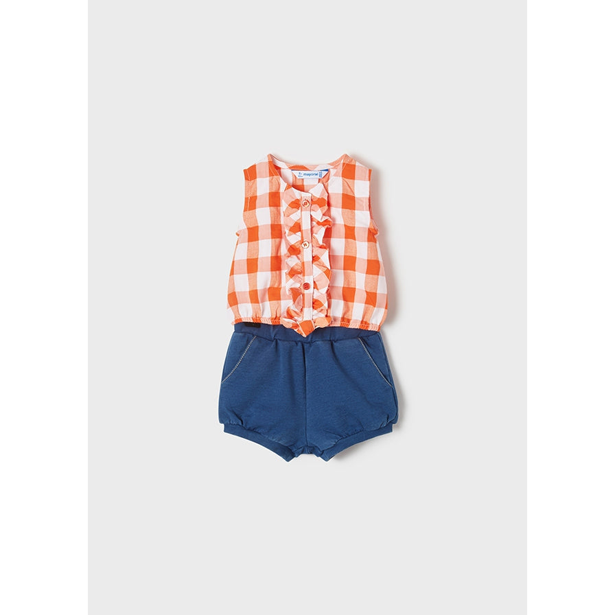 Mayoral Girl Vichy Shorts Set - Clementine-MAYORAL-Little Giant Kidz