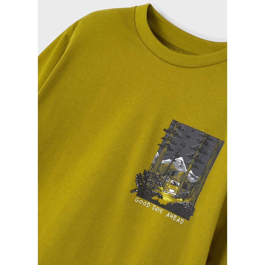Mayoral Long Sleeve Good Days Ahead Camper Tee - Olive-MAYORAL-Little Giant Kidz