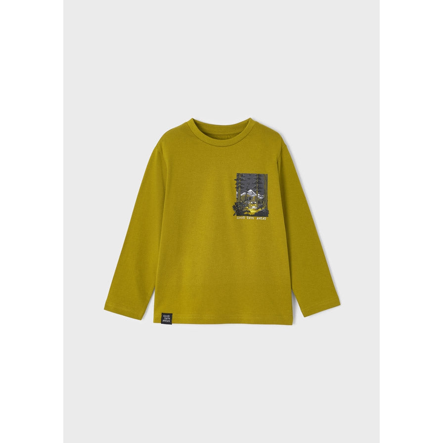 Mayoral Long Sleeve Good Days Ahead Camper Tee - Olive-MAYORAL-Little Giant Kidz