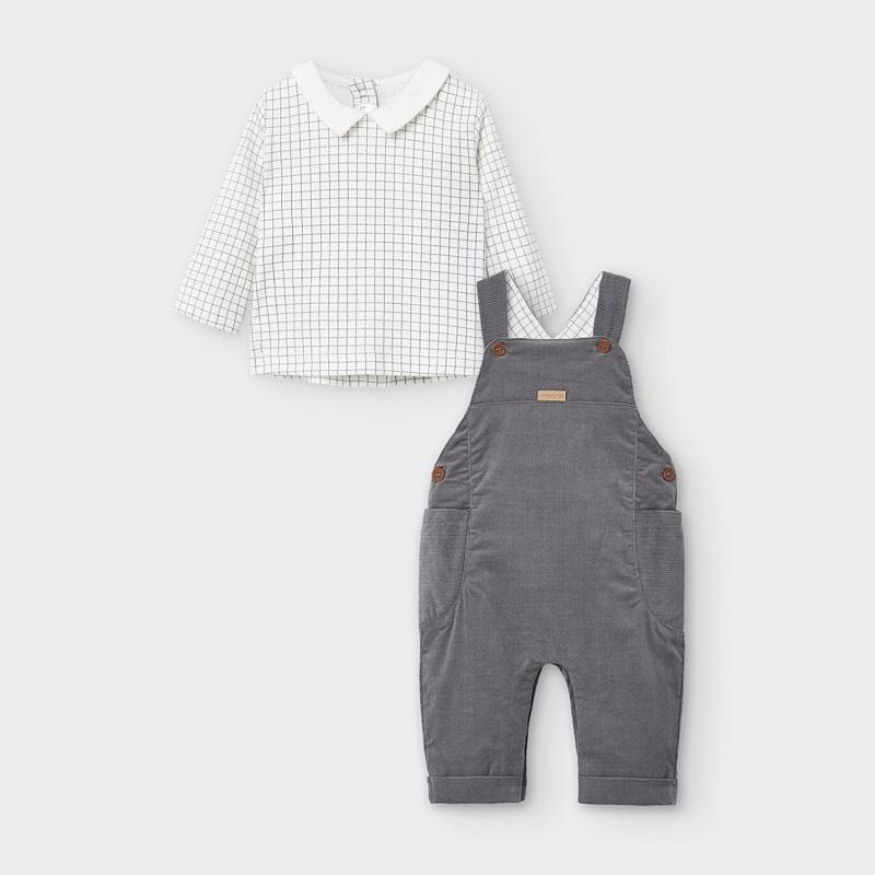 Mayoral Micro-Corduroy Graphite Overall Set-MAYORAL-Little Giant Kidz
