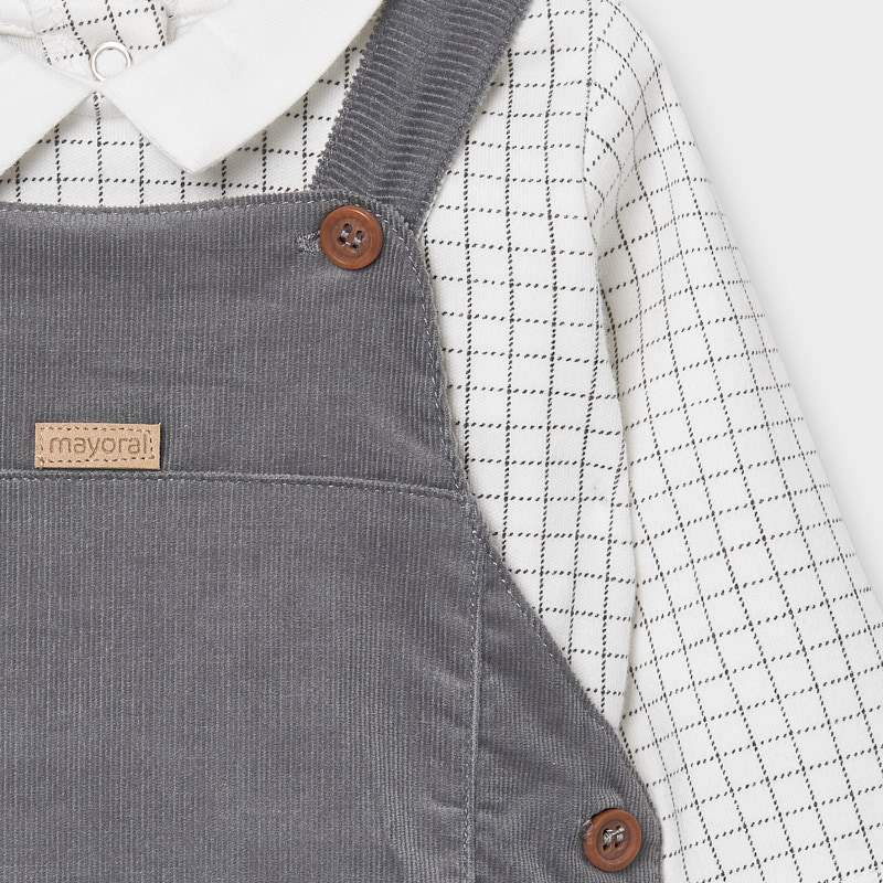 Mayoral Micro-Corduroy Graphite Overall Set-MAYORAL-Little Giant Kidz