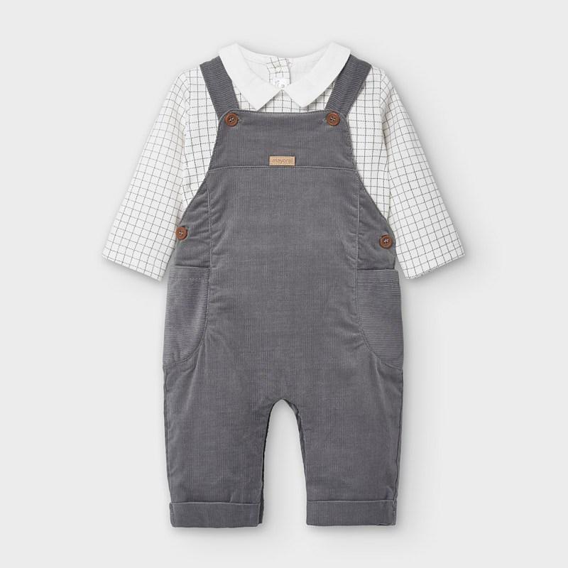 Mayoral Micro-Corduroy Graphite Overall Set-MAYORAL-Little Giant Kidz