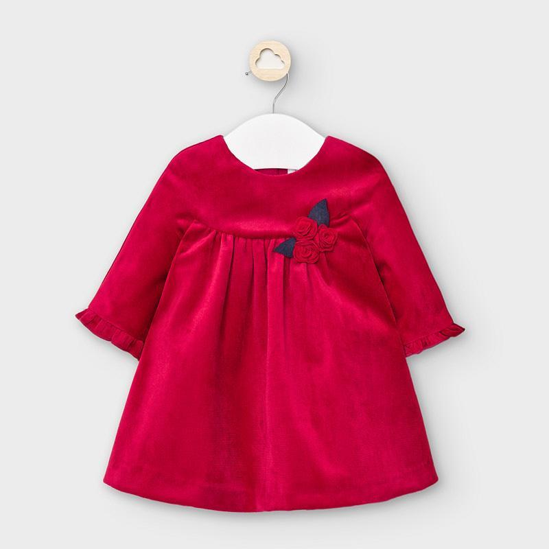 strapless open back dress Mayoral Red Velvet Long Sleeve Dress Baby Girl