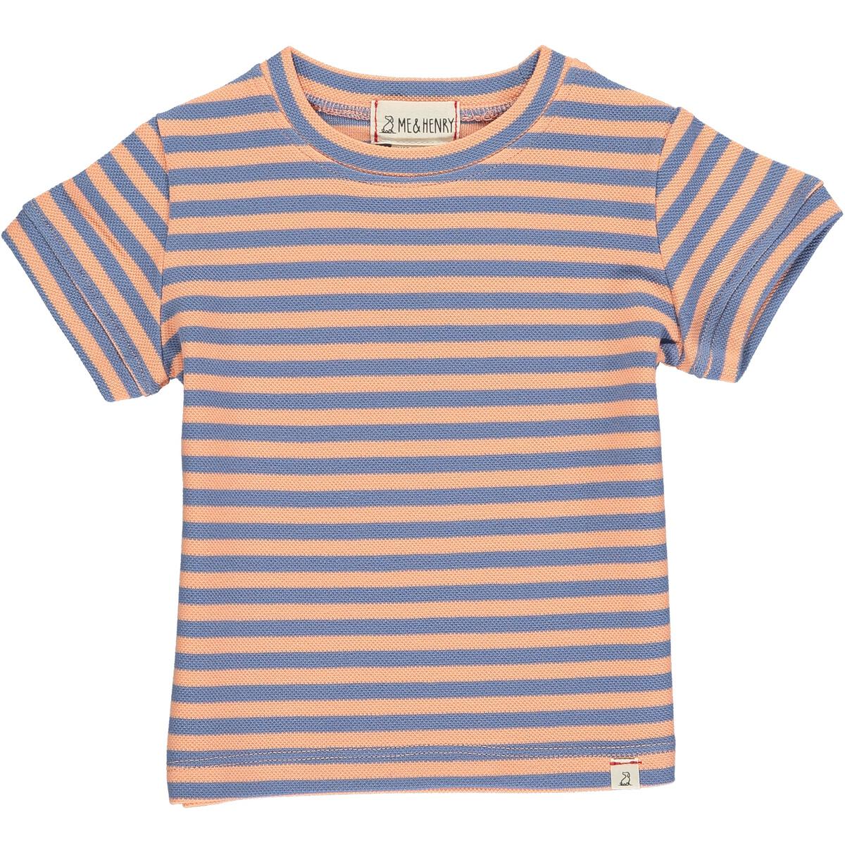 Me & Henry Blue/Salmon Stripe Camber Tee-ME & HENRY-Little Giant Kidz