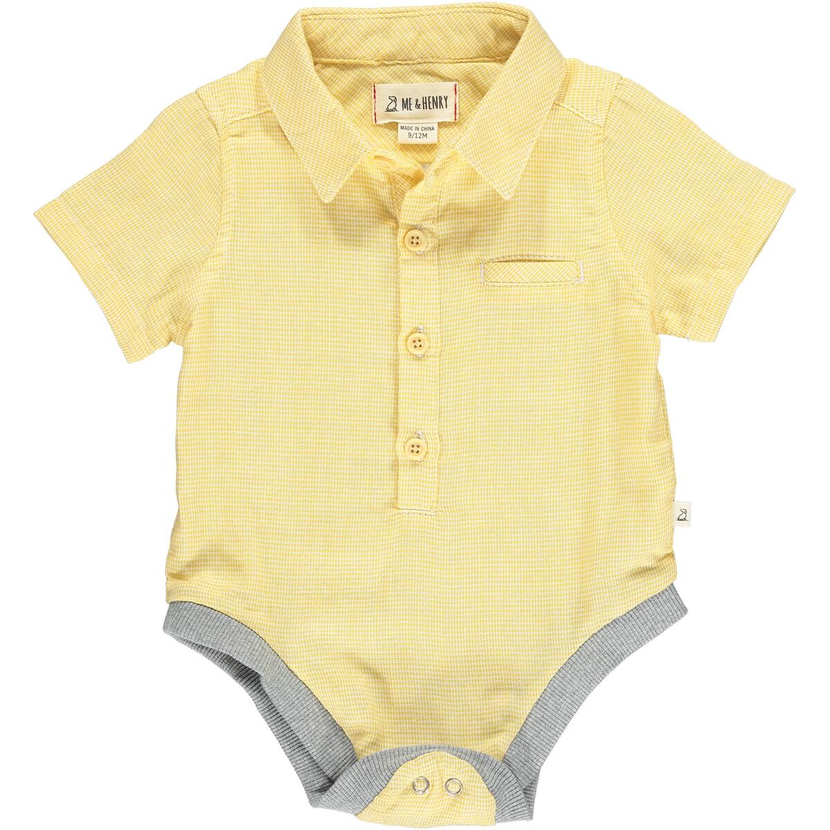 Me & Henry Gold Micro Check Helford Woven Onesie-ME & HENRY-Little Giant Kidz