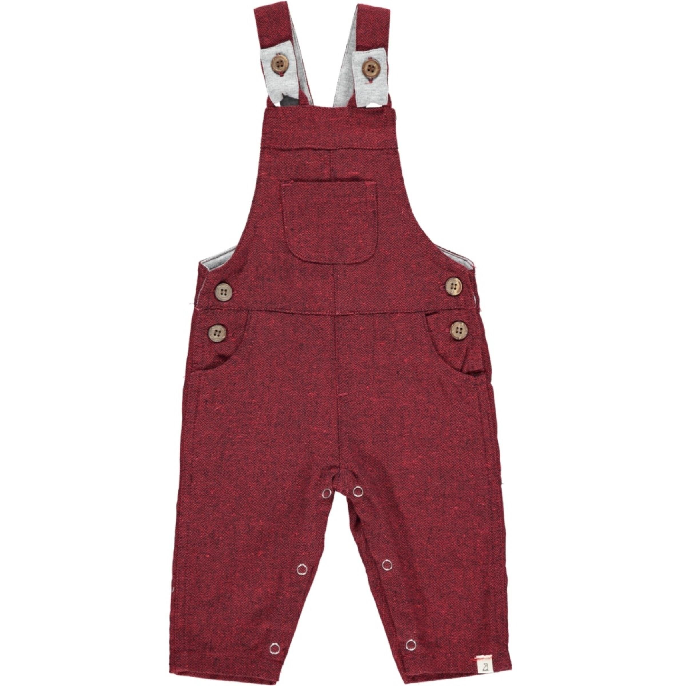 Me & Henry Jellico Woven Overalls - Wine Herringbone-ME & HENRY-Little Giant Kidz